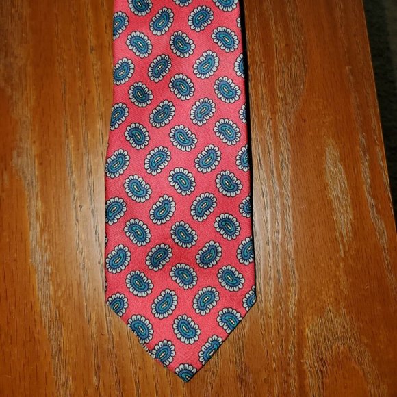 ROBERT TALBOTT For Nordstrom Mens Tie Red Paisley Hand Sewn - Picture 1 of 4
